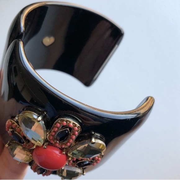 Stella & Dot | Crystal Encrusted Black Resin Bold Maltese Power Cuff Bracelet - Picture 5 of 7